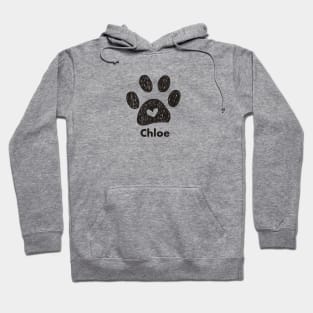 Chloe name made of hand drawn paw prints Hoodie